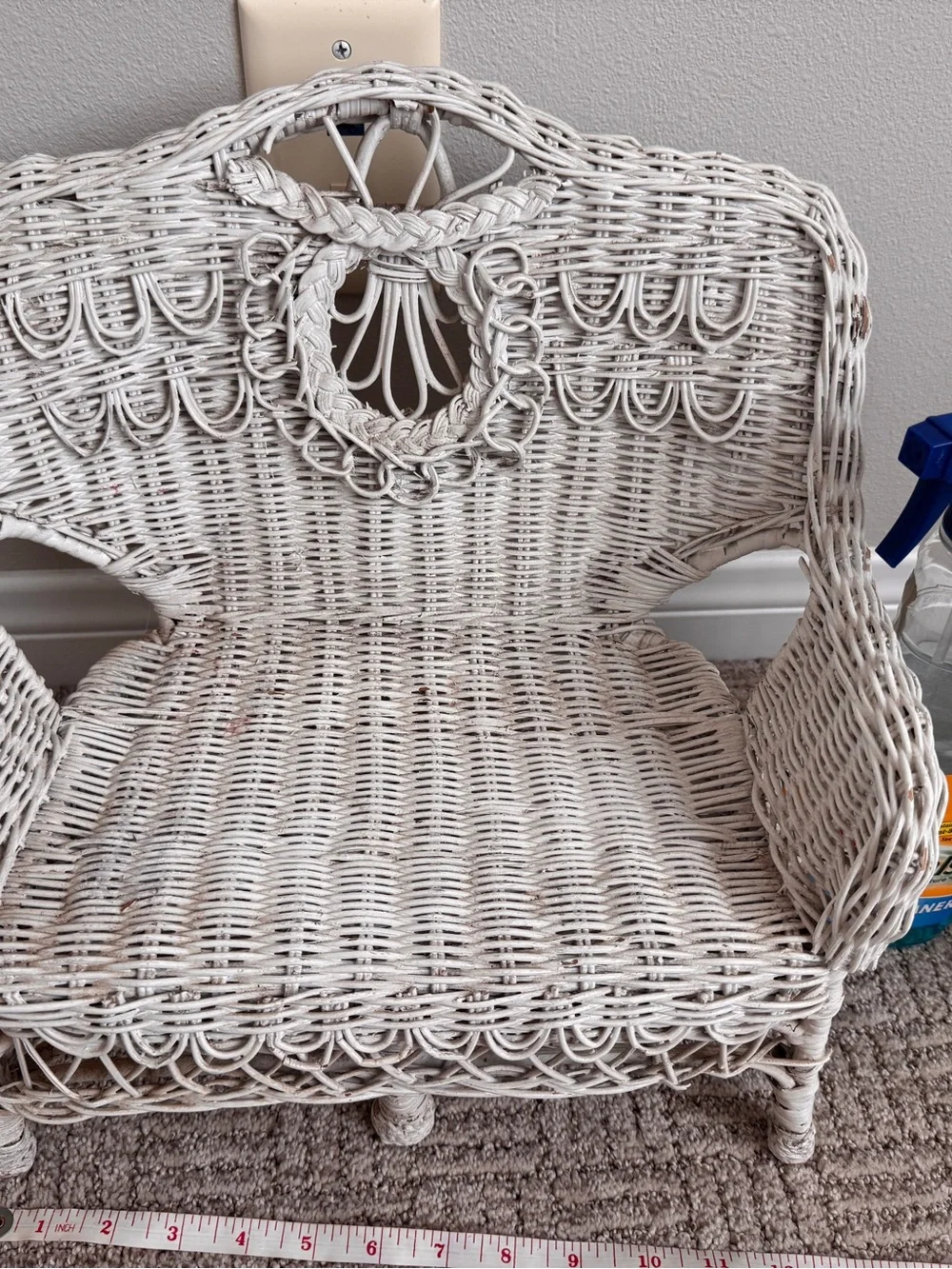 Vintage children’s large doll rattan furniture chair